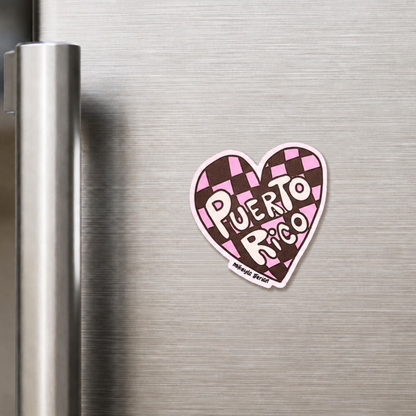 Corazón PR Checkered Magnet