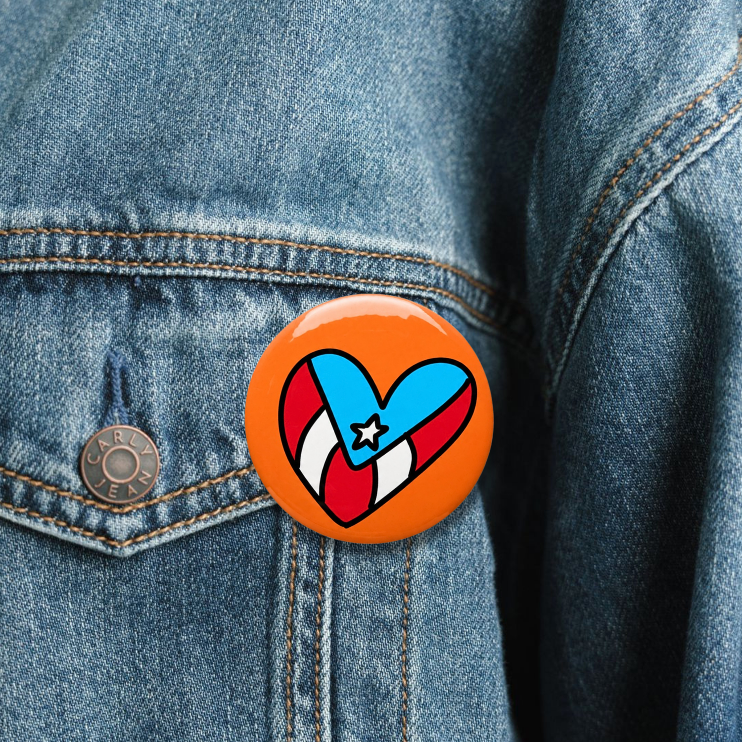 Corazón Bandera Pin Button