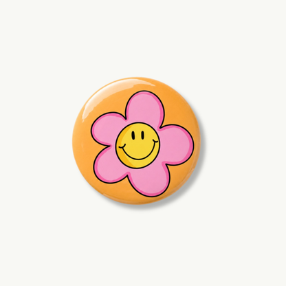 Flor Smiley Pin Button