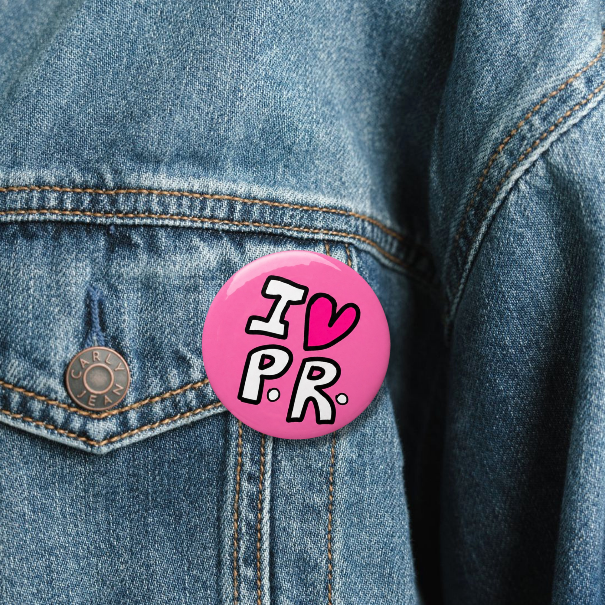 I Love PR Pin Button